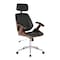 Armen Living Century Office Chair with Multifunctional Mechanism in Chrome finish with Black Faux Leather LCCEOFCHBL - alternate 1